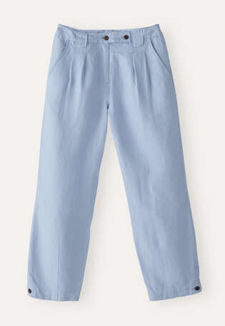 Tapered cropped trousers, Chambray, webstill