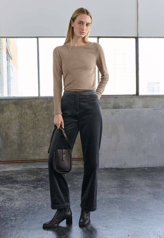 Ribbed long-sleeve top, Taupe, completeTheLook