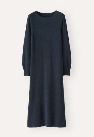 Long knitted dress, Grey navy, webstill