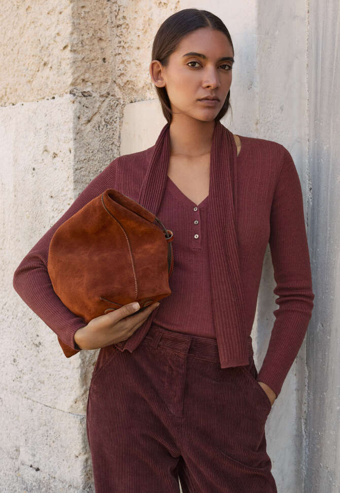 Rib-stitch scarf, Claret red, completeTheLook