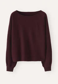 Dolman pleated-sleeve sweater, Blackberry, webstill