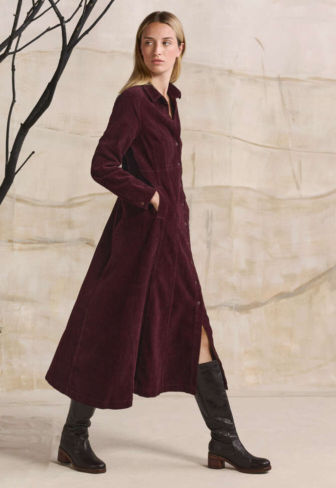 Cord panelled dress, Damson, completeTheLook