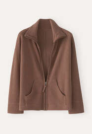 Zip-front jersey jacket, Soft walnut, webstill