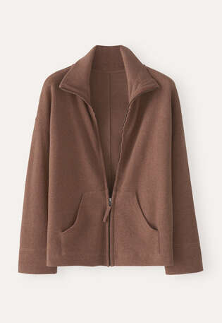 Zip-front jersey jacket, Soft walnut, webstill