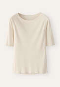 Ribbed jersey top, Cream, webstill