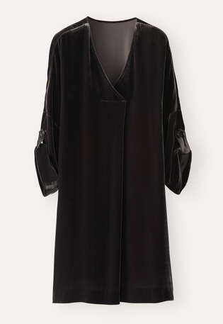 Velvet v-neck dress, Dark mulberry, webstill
