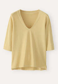 V-neck T-shirt, Butter yellow, webstill