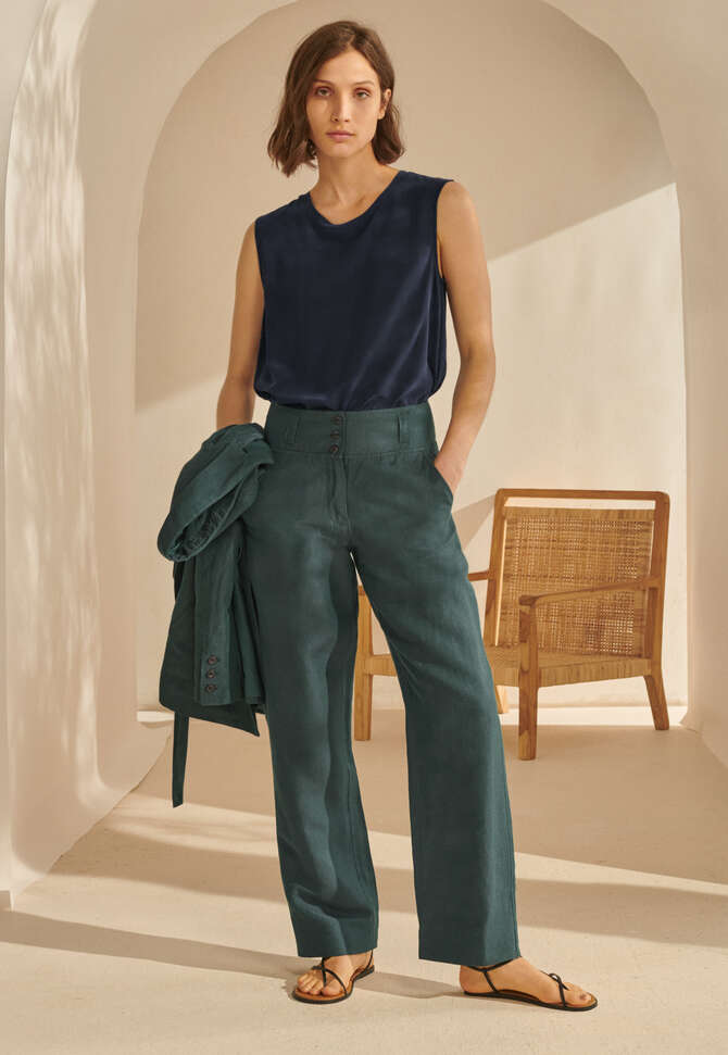Straight-leg trousers, Green ink, completeTheLook