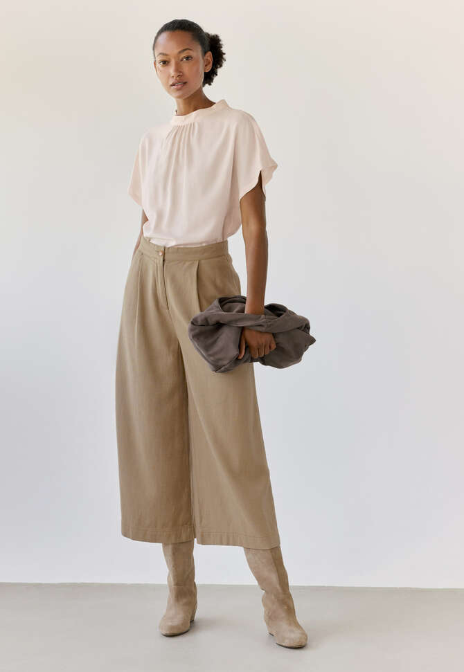 Cropped & wide trousers, Camel grey, completeTheLook