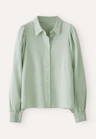 Gathered sleeve shirt, Aqua mint, webstill
