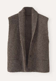 Shawl-collar cardigan, Grey brown, webstill