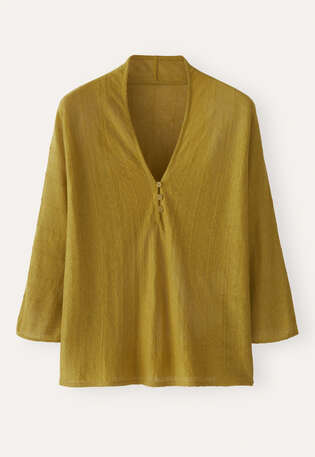 V-neck buttoned sweater, Lichen yellow, webstill