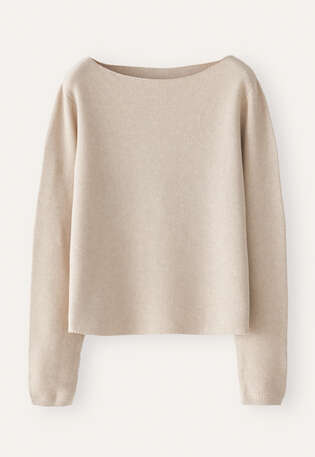 Boat-neck sweater, Fawn cream, webstill