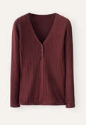 Ribbed v-neck sweater, Claret red, webstill