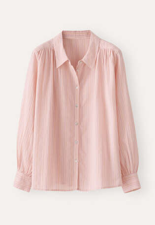 Striped blouse with gathers, Blush pink, webstill
