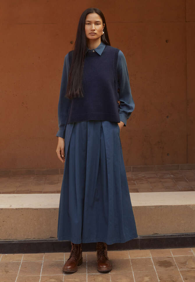 Box pleat skirt, Dark petrol, completeTheLook