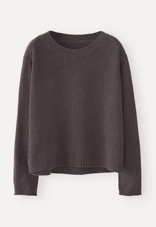 Round-neck sweater, Maroon brown, webstill