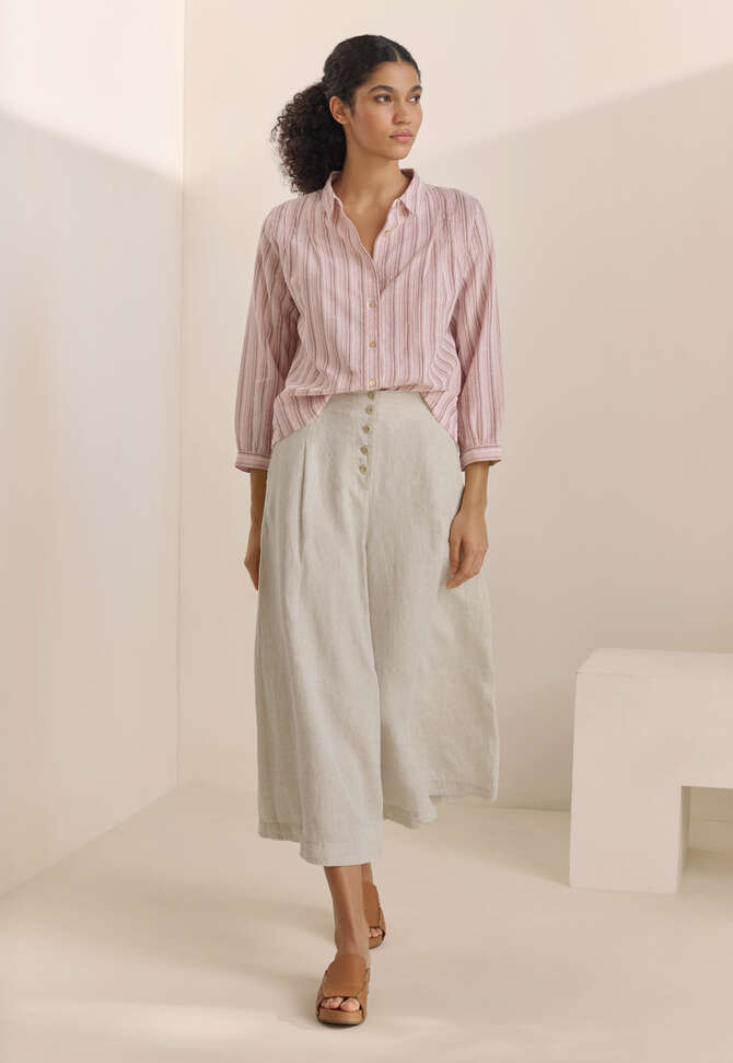 Striped pleated shirt, Lilac pink, completeTheLook