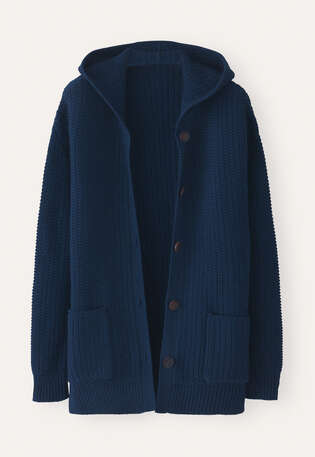 Knitted hooded jacket, Navy, webstill