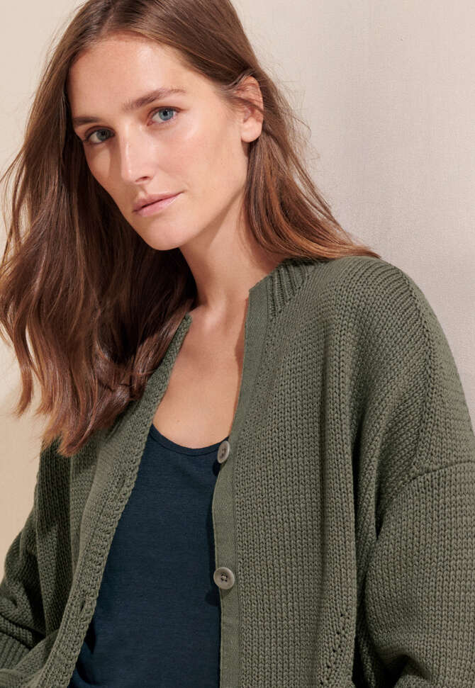 Chunky cardigan, Dark olive, completeTheLook