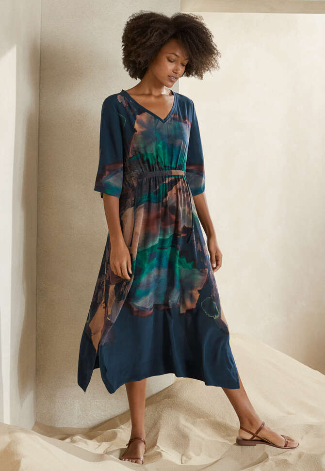 Printed dress, Teal storm, completeTheLook