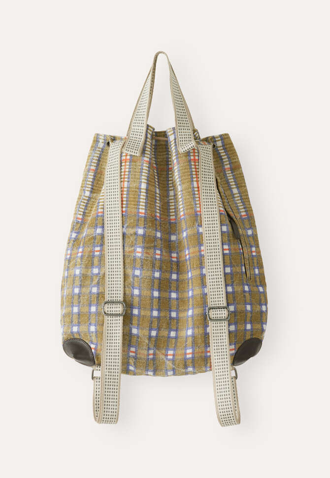 Checked rucksack, Olive, completeTheLook