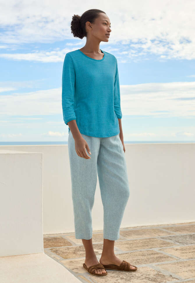 Cropped tapered trousers, Pale ocean, completeTheLook