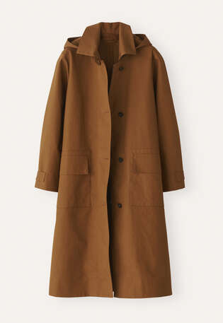 Hooded trench coat, Toffee, webstill