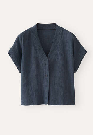 V-neck top, Dark indigo, webstill