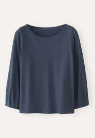 Pleated-cuff jersey top, Dark petrol, webstill