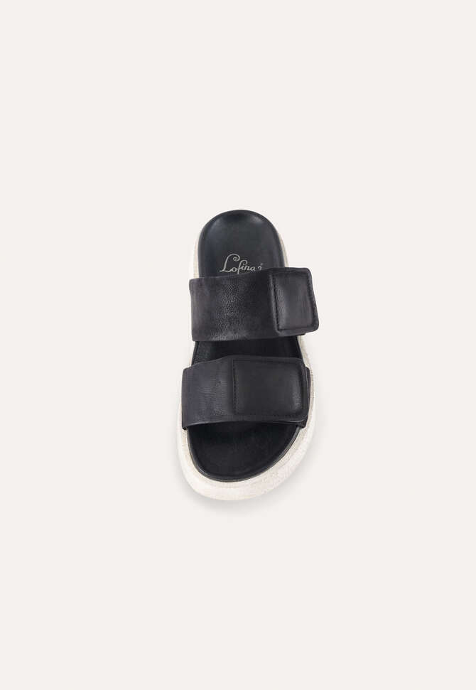Chunky Velcro-strap sandals, Black, completeTheLook