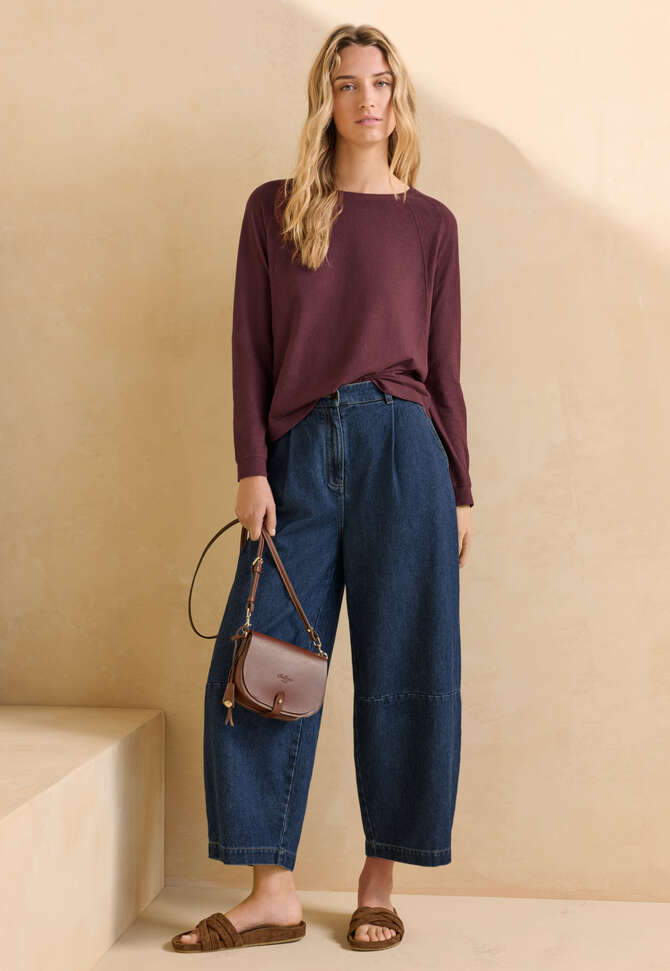 Panelled jersey top, Claret, completeTheLook