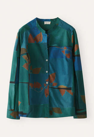 Printed blouse, Marine teal, webstill