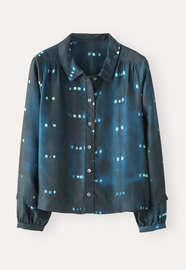 Printed blouse, Dark petrol, webstill