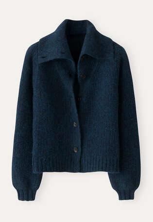 Funnel-neck cardigan, Dark petrol, webstill