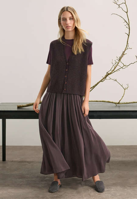 Sleeveless ribbed cardigan, Dark aubergine, completeTheLook