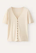 Button-through rib top, Cream, webstill