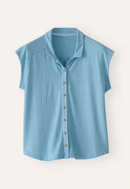 Cap-sleeve jersey shirt, Ocean blue, webstill
