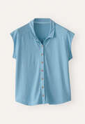 Cap-sleeve jersey shirt, Ocean blue, webstill