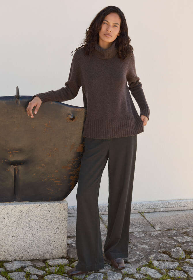 Roll-neck sweater, Maroon brown, completeTheLook