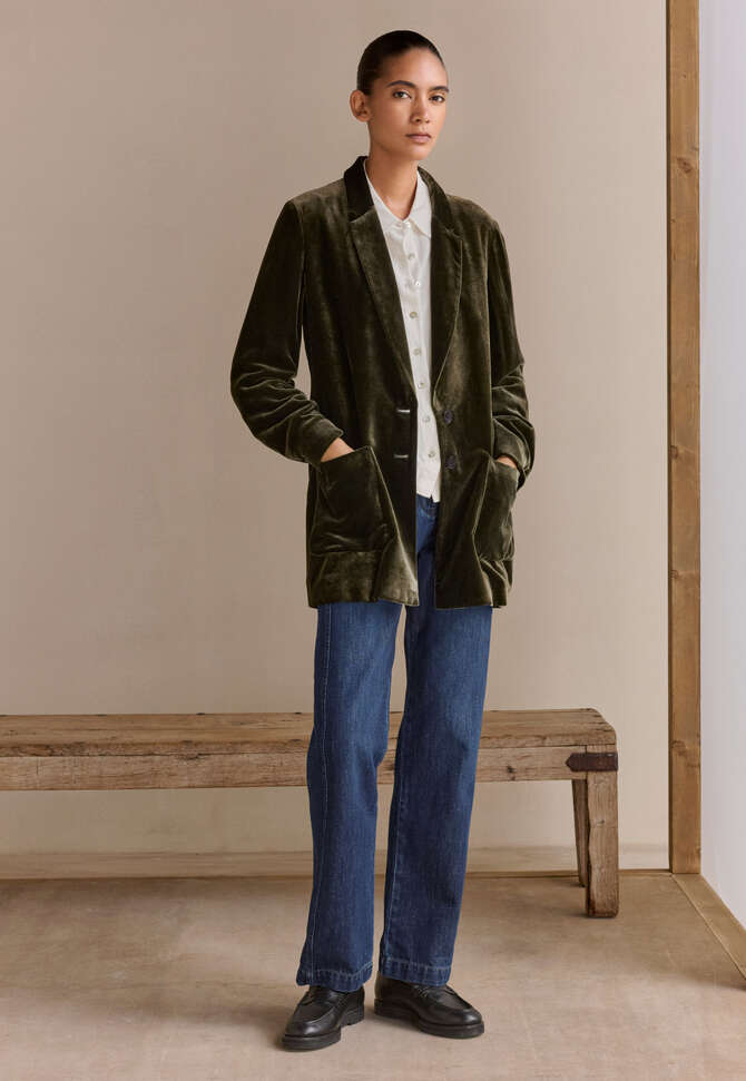 Velvet jacket, Fir, completeTheLook