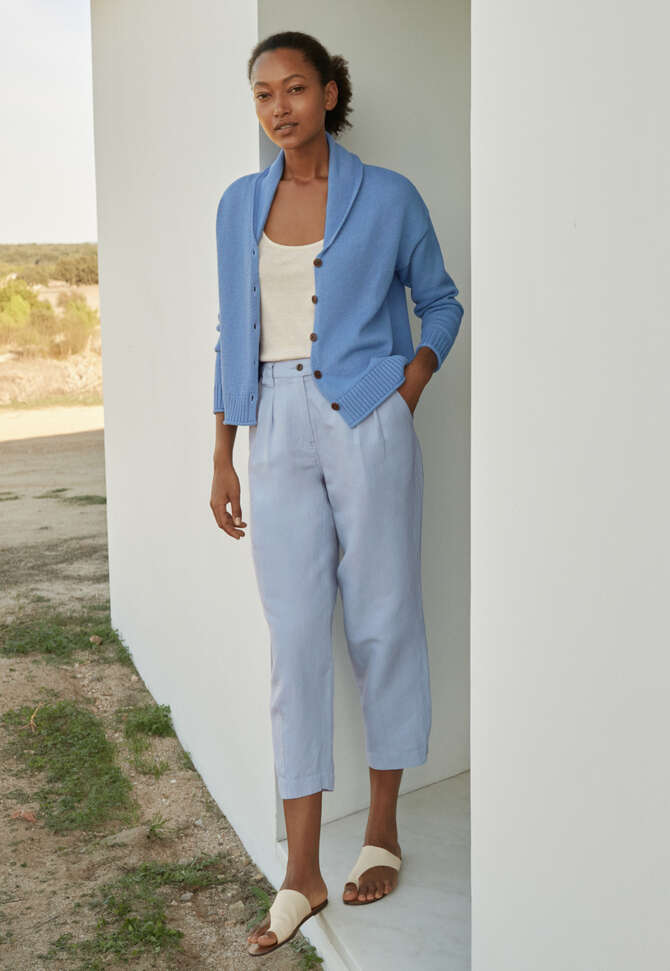 Shawl-collar cardigan, Cornflower, completeTheLook