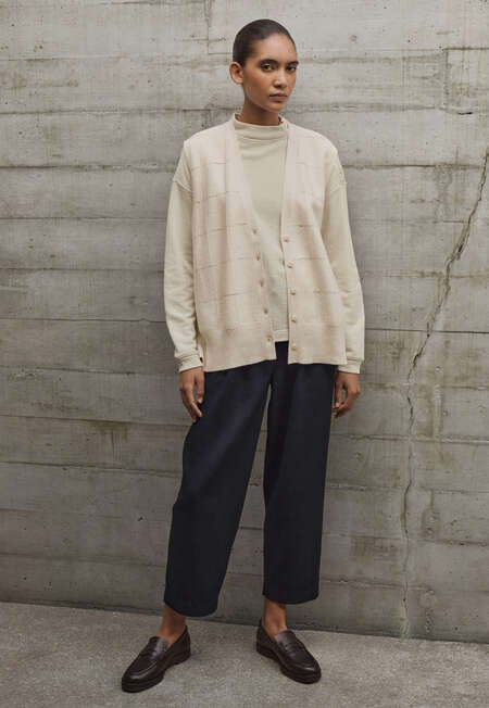 Knit-stitch waistcoat, Grey cream, completeTheLook