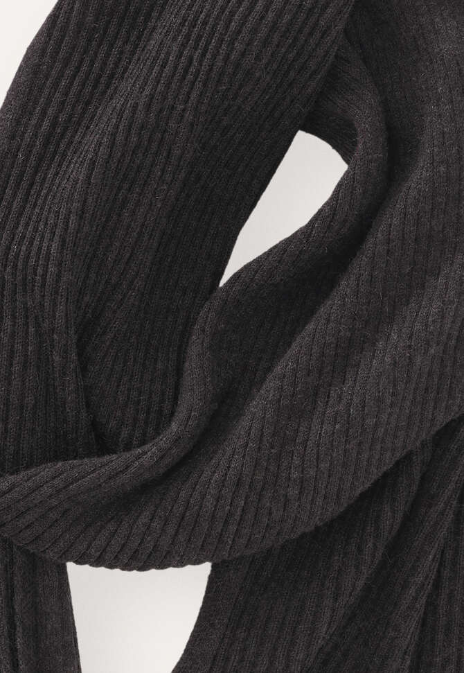 Rib-stitch scarf, Black marl, completeTheLook