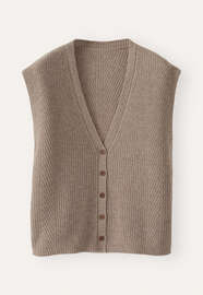 Sleeveless ribbed cardigan, Brown fawn, webstill
