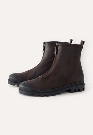 Zip-front boots, Dark brown, webstill