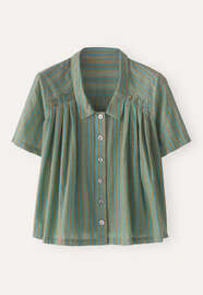 Striped pleated shirt, Pine green, webstill