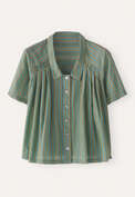 Striped pleated shirt, Pine green, webstill