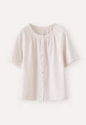 Gathered-neck blouse, Pink white, webstill