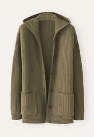 Knitted hooded jacket, Moss green, webstill